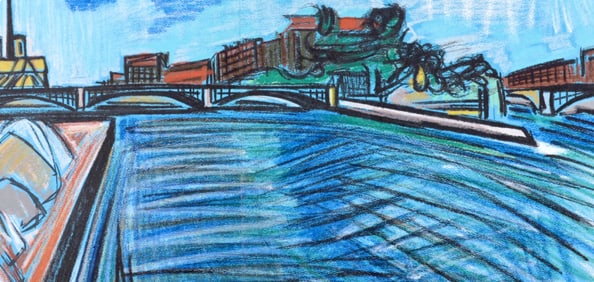 Isis Kischka, Pont des Arts, Au Temps de Paris Seine, Limited Edition Lithograph