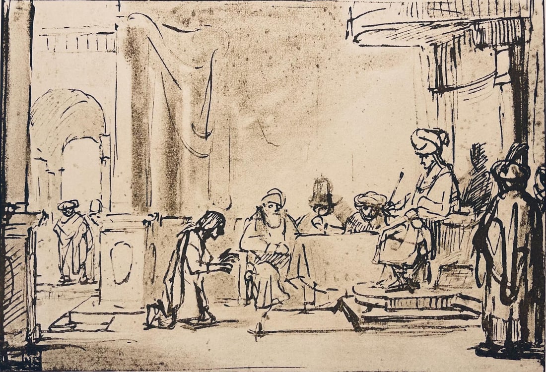 Rembrandt van Rijn, Joseph Interpreting Pharaoh's Dreams, Drawings from the Bible, Limited Edition (1 of 4)