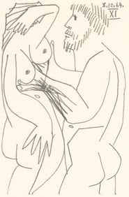 Pablo Picasso, 8.10.64. XI (Cramer 148), Le Gout du Bonheur, Limited Edition Mixed Media Lithograph