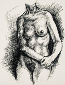 Ian Hornak, Renaissance Female Nude Figure Study, 1963, Original Drawing