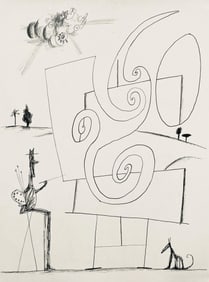 Saul Steinberg, Composition, Derriere le miroir, Limited Edition Lithograph