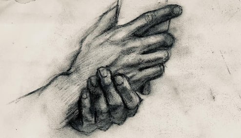Ian Hornak, Renaissance Hand Study, 1963, Original Drawing