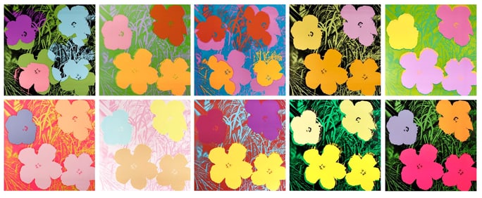 Andy Warhol, Flowers, Suite of Ten, Official Edition, Sunday B. Morning, Silkscreens