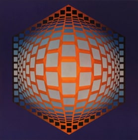 Victor Vasarely, Composition, Hexagone, Limited Edition Heliogravure