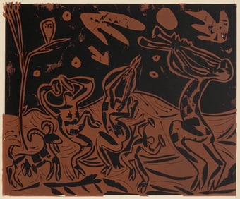Pablo Picasso, Les danseurs au hibou (Orozco 214), Grabados al linoleo, Limited Edition Linocut