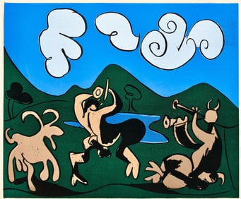 Pablo Picasso, Faunes et chevre (Orozco 214), Grabados al linoleo, Limited Edition Linocut