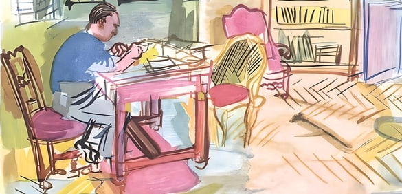 Raoul Dufy, L'auteur dans son cabinet de travail, Vacances forcees