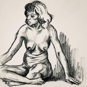 Ian Hornak, Renaissance Female Nude Figure Study, 1963, Original Drawing