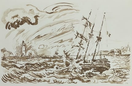 Paul Signac, Le trois-mats au plein, Signac Dessins, Limited Edition Lithograph