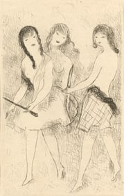 Marie Laurencin, Trois jeunes filles jouant a l'arc, Dix filles dans un pre, Limited Edition Etching
