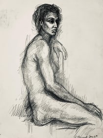 Ian Hornak, Renaissance Female Nude Figure Study, 1963, Original Drawing