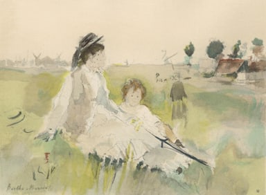 Berthe Morisot, Jeune Femme et Enfant dans l'herbe (Mme Gobillard et sa fille), Berthe Morisot Seize