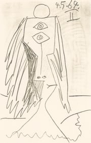 Pablo Picasso, 4.5.64. II (Cramer 148), Le Gout du Bonheur, Limited Edition Mixed Media Lithograph