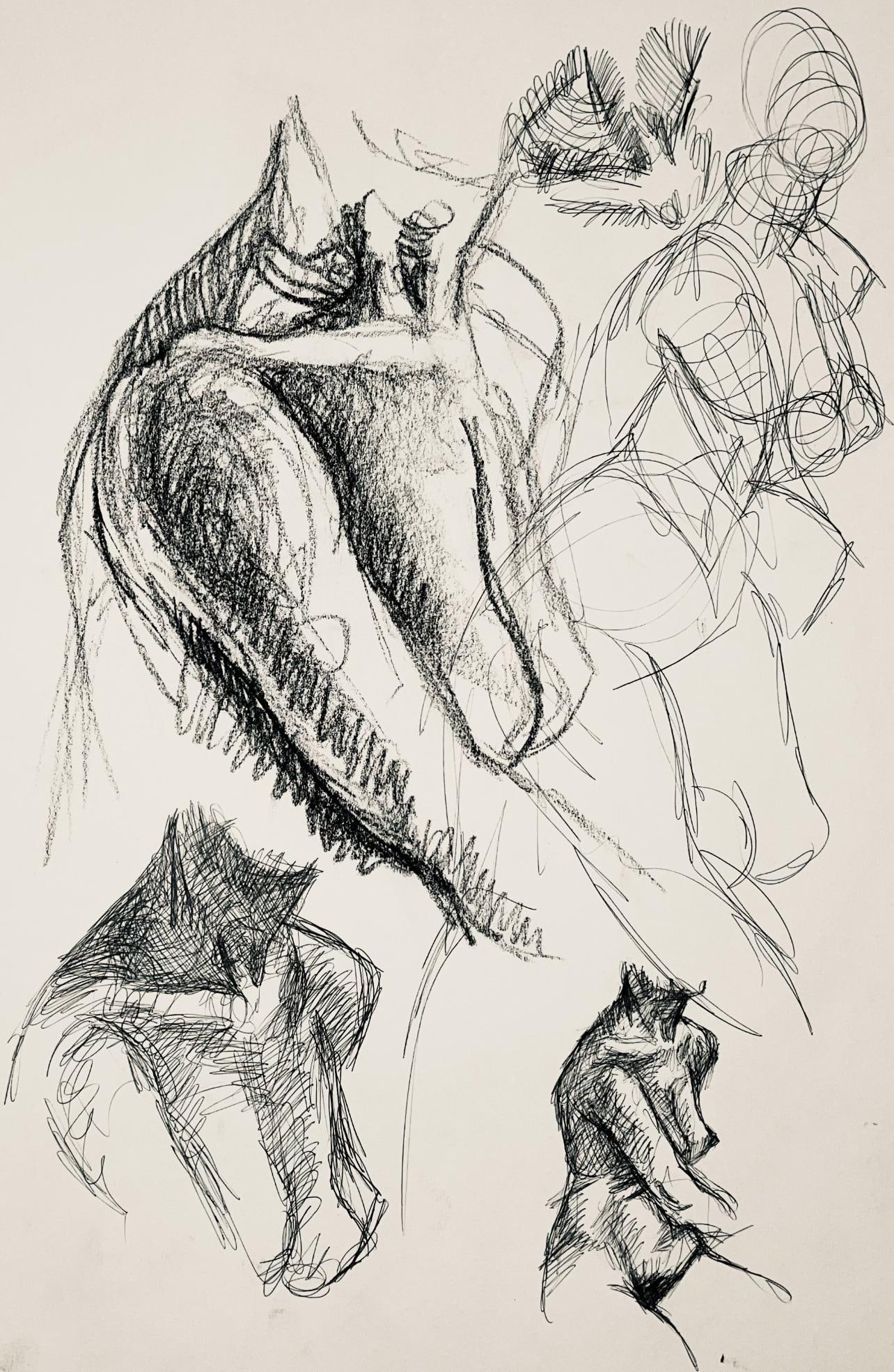 Ian Hornak, Renaissance Female Nude Figure Study, 1963, Original Drawing (1 of 4)