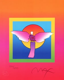 Peter Max, Angel with Sun on Blends, Hand Signed, Official Limited Edition Lithograph