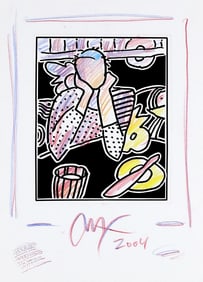 Peter Max, Neo Pop Series: Neo D400, Black and White Series, Hand Signed, Official Edition Mixed