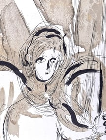 Marc Chagall, Angel with sword (Mourlot 117-46; Cramer 25), Drawings from the Bible by Marc Chagall,