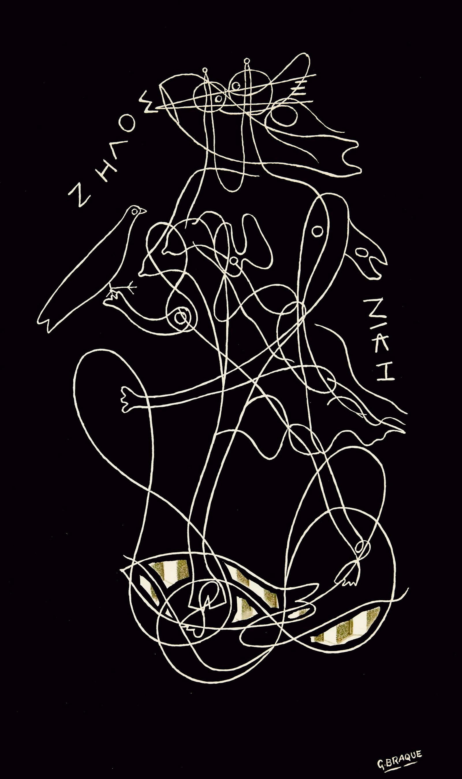 Georges Braque, Zelos, Derriere le miroir, Limited Edition Lithograph: Lithograph on velin paper. Paper Size: 15 x 11 inches. Excellent condition. Inscription: Unsigned and unnumbered, as issued. Notes: From Derriere le miroir, N deg 36-37-38, 1951. Published by Aime Mae