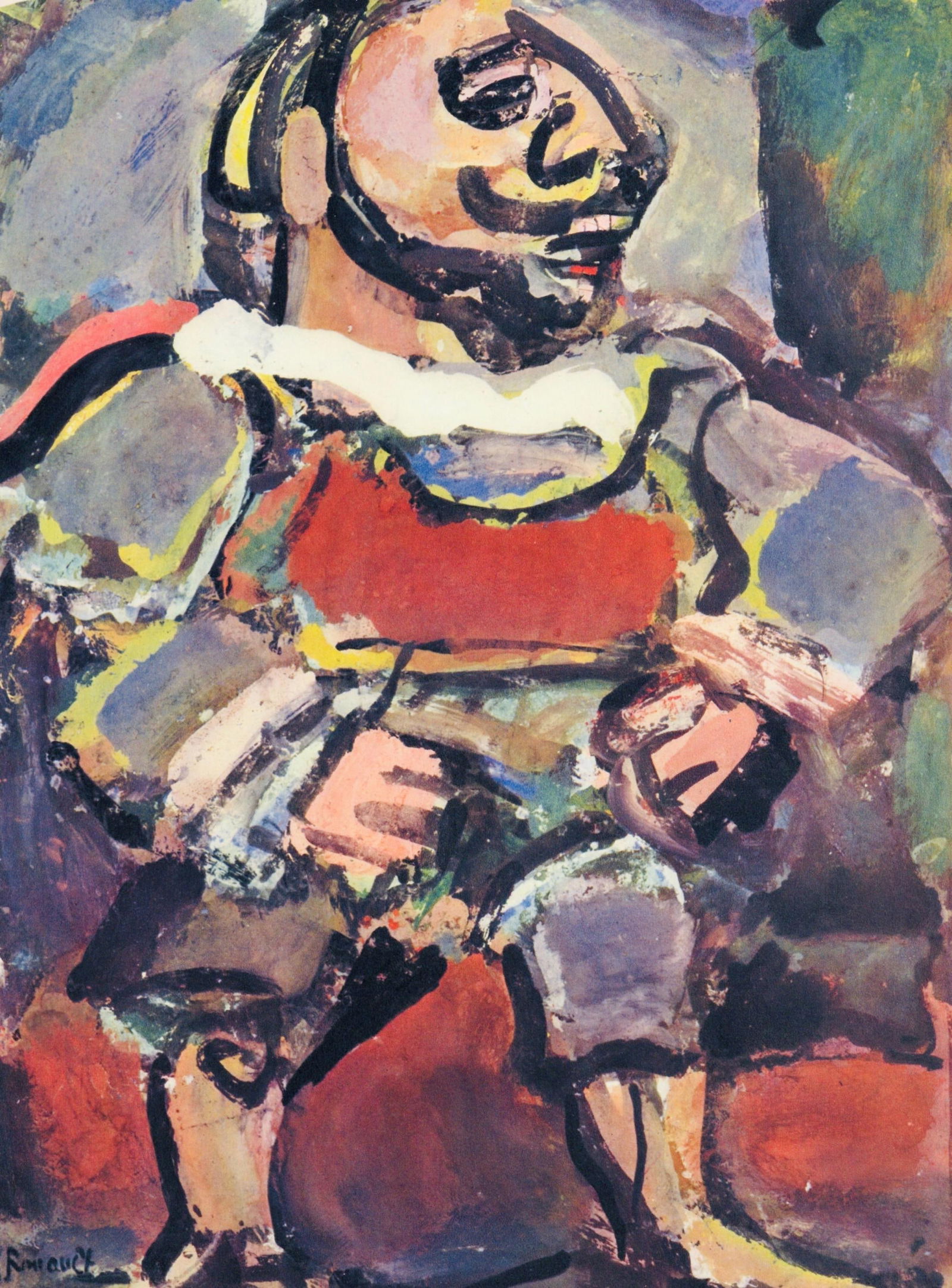 Georges Rouault, Mange tout, Divertissement, Editions de la Revue Verve, Limited Edition Lithograph: Lithograph on velin d'Arches paper, archivally mounted on a larger velin d'Arches support sheet, as issued Paper Size: 11 x 8 inches, image; 16 x 12.5 inches, overall. Inscription: Signed in the plate