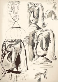 Pablo Picasso, Composition, Carnet de dessins de Picasso, Cahiers d'Art, Limited Edition Lithograph