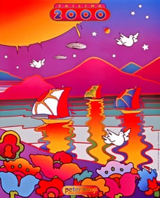 Peter Max, Sailing, 2000, 1999, Hand Signed, Official Edition Offset Lithograph