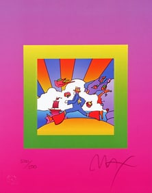 Peter Max, Cosmic Runner on Blends, Hand Signed, Official Limited Edition Lithograph