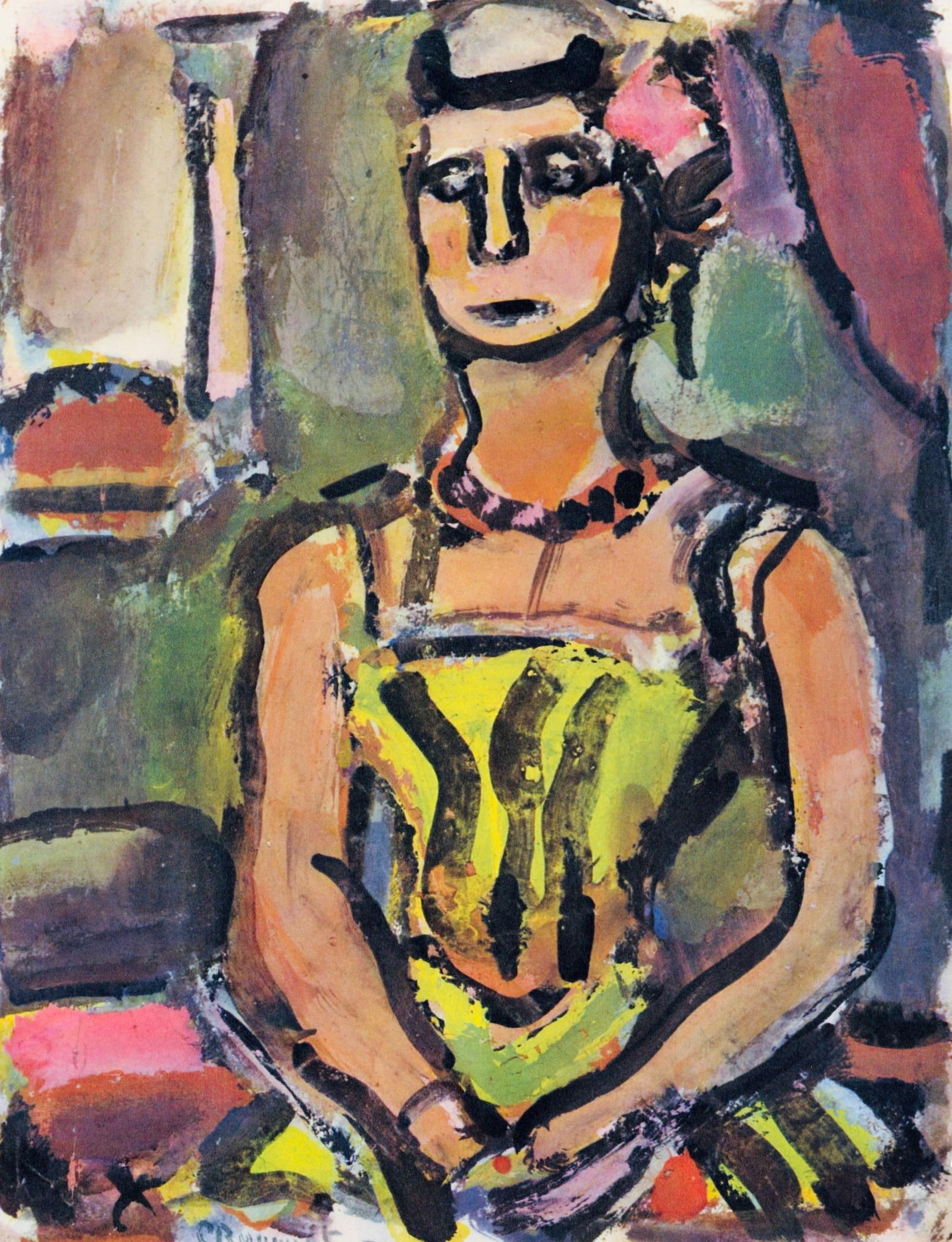 Georges Rouault, Madame Yxe, Divertissement, Editions de la Revue Verve, Limited Edition Lithograph: Lithograph on velin d'Arches paper, archivally mounted on a larger velin d'Arches support sheet, as issued Paper Size: 11 x 8 inches, image; 16 x 12.5 inches, overall. Inscription: Signed in the plate