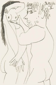 Pablo Picasso, 8.10.64. V (Cramer 148), Le Gout du Bonheur, Limited Edition Mixed Media Lithograph