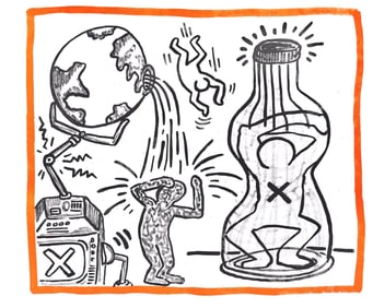 Keith Haring, Composition, Against All Odds, Limited Edition Lithograph