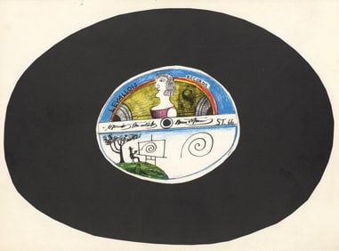 Saul Steinberg, Composition, Derriere le miroir, Limited Edition Lithograph