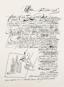 Saul Steinberg, Composition, Derriere le miroir, Limited Edition Lithograph