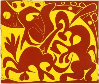 Pablo Picasso, Rouge et jaune (Orozco 214), Grabados al linoleo, Limited Edition Linocut