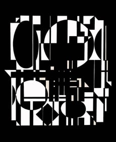 Victor Vasarely, Composition, Lineaires, Limited Edition Heliogravure