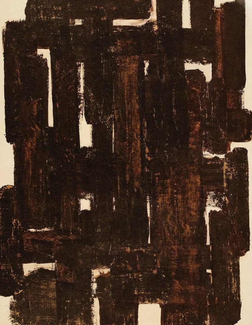 Pierre Soulages, Composition, Pierre Soulages, Peintres d'aujourd'hui, Limited Edition Heliogravure