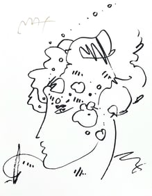 Peter Max, Lady Profile, Hand Signed, Monotype Silkscreen