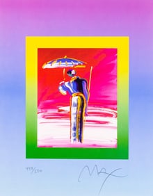 Peter Max, Sage with Umbrella and Cane on Blends, Hand Signed, Official Limited Edition Lithograph