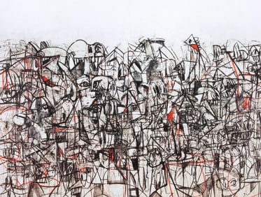 George Condo, Black and Red Compression, Drawing Paintings, Limited Edition Four Color Process Print