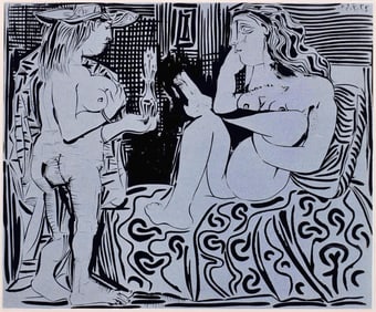 Pablo Picasso, Deux femmes (Orozco 214), Grabados al linoleo, Limited Edition Linocut