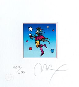 Peter Max, Star Catcher on Blue, Hand Signed, Official Limited Edition Lithograph