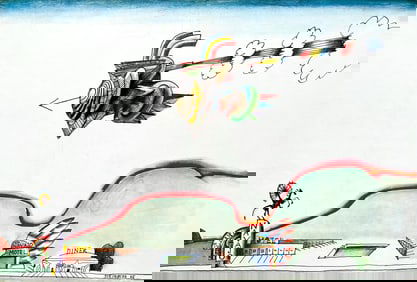 Saul Steinberg, Composition, Derriere le miroir, Limited Edition Lithograph