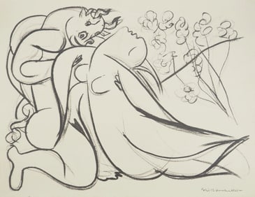 Pablo Picasso, Composition (Orozco 238), Picasso, La flute double, Limited Edition Lithograph