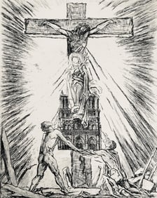George Desvallieres, Crucifix de Notre Dame, A La gloire a Paris, Limited Edition Etching