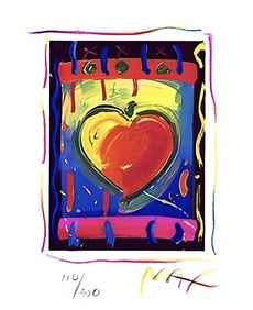 Peter Max, Heart Series V, Hand Signed, Official Limited Edition Lithograph