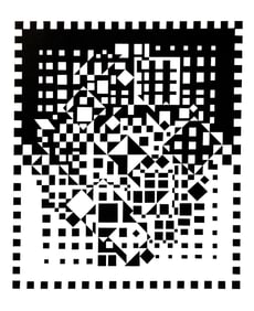 Victor Vasarely, Composition, Croisees, Limited Edition Heliogravure