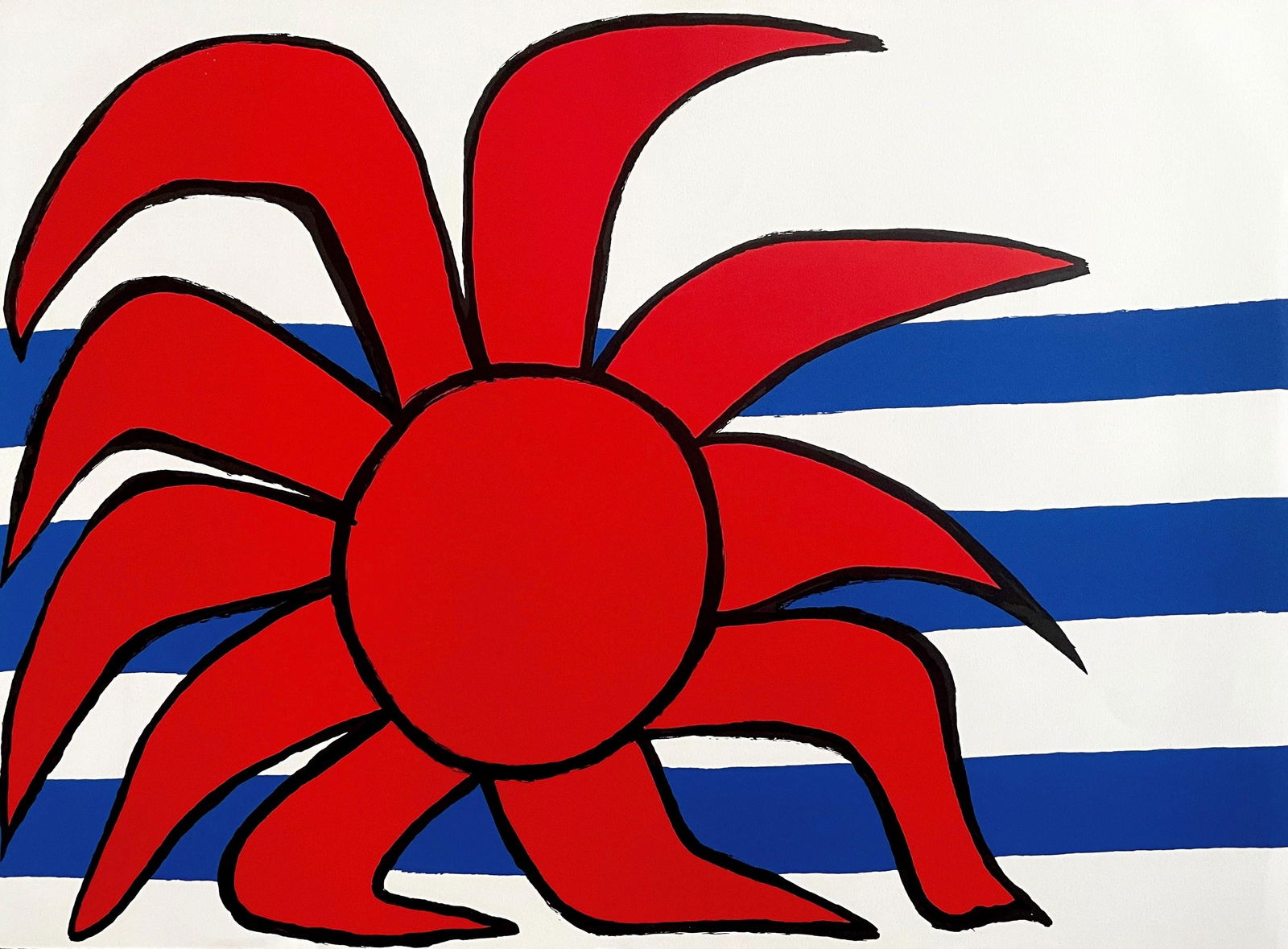 Alexander Calder, Soleil sur la Vagues, Societe internationale d'art XXe siecle, Limited Edition: Lithograph on velin d'Arches paper. Paper Size: 23 x 31 inches. Inscription: Unsigned and unnumbered, as issued. Condition: Excellent. Notes: Published by Maeght Editeur, Paris; printed by Arte Adrian