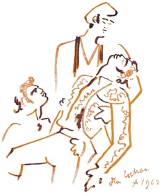 Jean Cocteau, Deux monosabios, Taureaux, Lithographies de Jean Cocteau, Limited Edition Lithograph