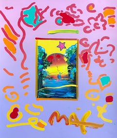 Peter Max, Better World, Hand Signed, Mixed Media Acrylic and Lithograph Painting