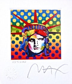 Peter Max, Liberty Head V, Hand Signed, Official Limited Edition Lithograph