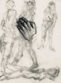 Ian Hornak, Renaissance Hand and Female Nude Study, 1963, Original Drawing