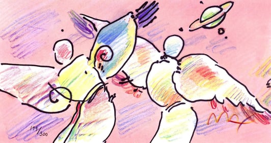 Peter Max, Space Angels, Hand Signed, Official Limited Edition Lithograph